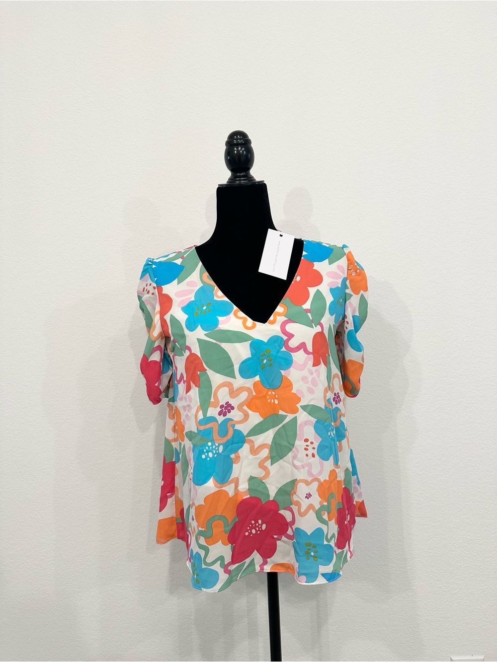 Adrienne Floral V-Neck Short Sleeve Top - Multi Floral